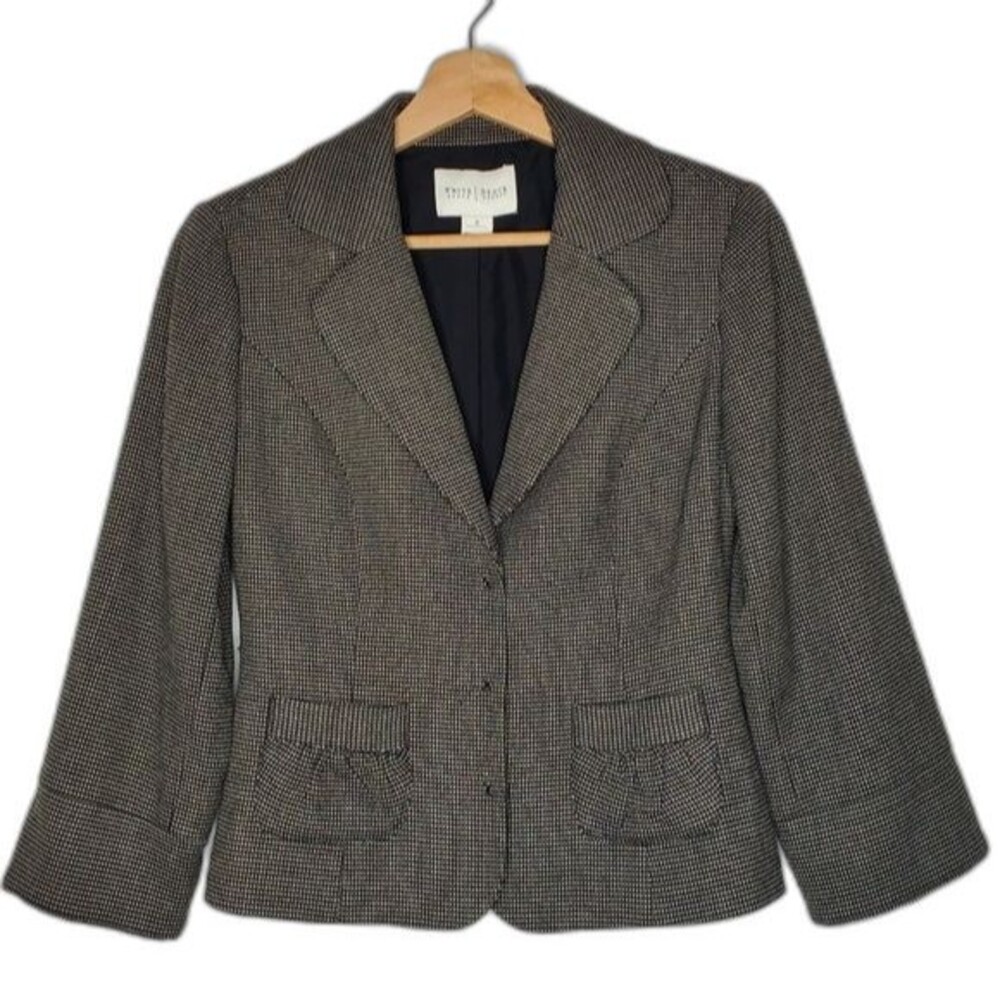 WHBM Houndstooth Cropped Snap Button Blazer Size 2